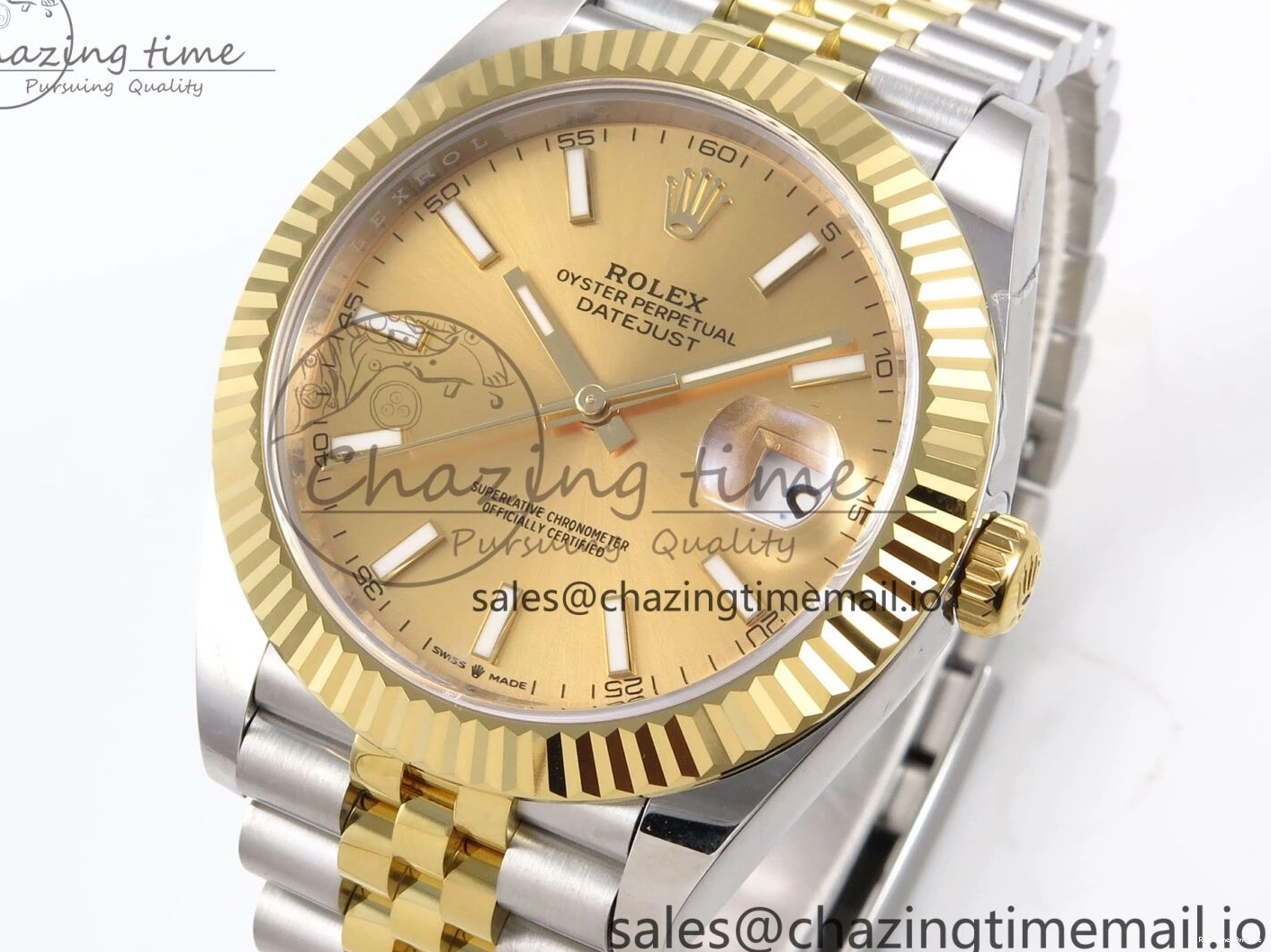 1220 Vibrant DateJust 41 126333 EWEF Best Edition YG Stick Dial on SS YG Jubilee Bracelet A 990